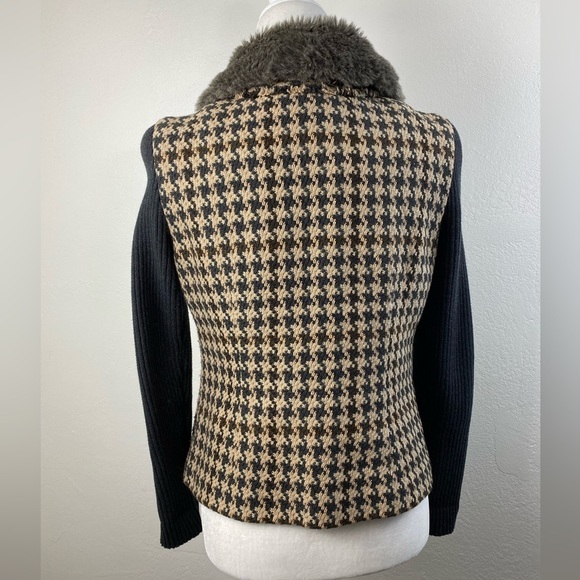 CABI Houndstooth Zip Tweed Sweater Career Academia Cardigan Blazer Jacket size 4 - Picture 2 of 15